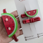 arquinho e prendedores de cabelo fruta melância