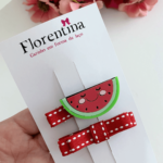 prendedores de cabelo fruta melância